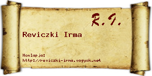 Reviczki Irma névjegykártya